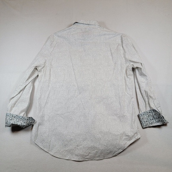 Robert Graham Men's Button Up Flip Cuff Shirt Sz XL Light Gray Floral Print - Picture 2 of 9